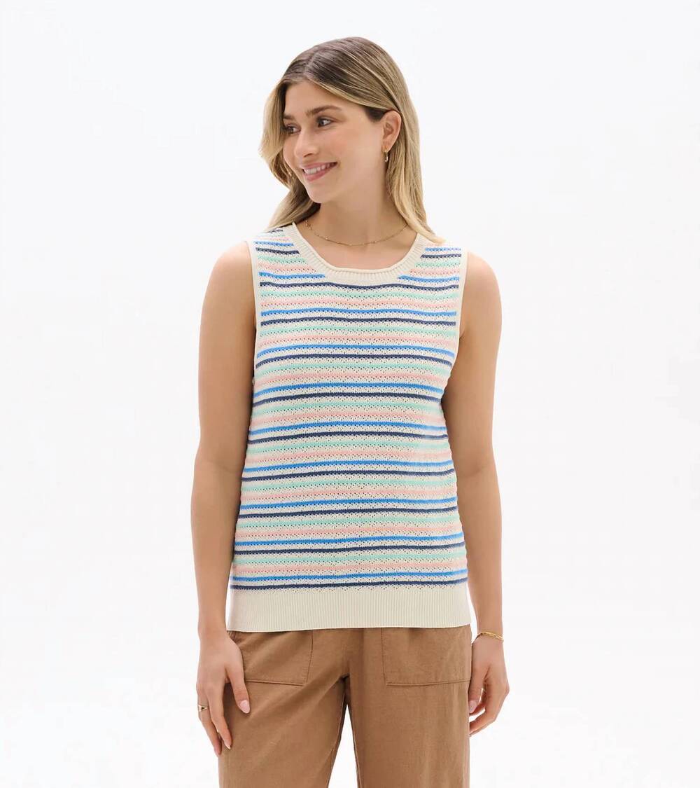 NEW HATLEY kate sleeveless tank top in blush stripes